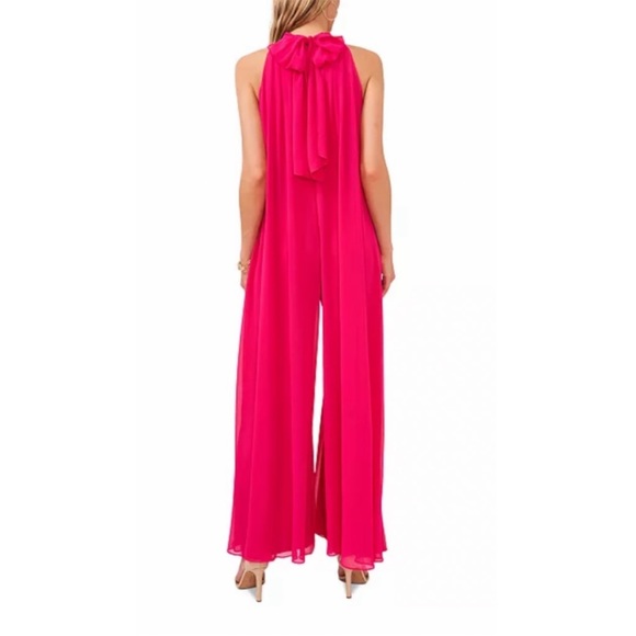 NEW Vince Camuto Women Halter Pleated Jumpsuit Large Pomegranate Pink NEW BNWT - Picture 9 of 10